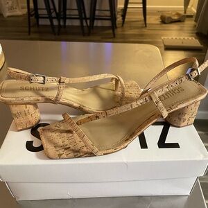SCHUTZ Cork Block Heel Sandals